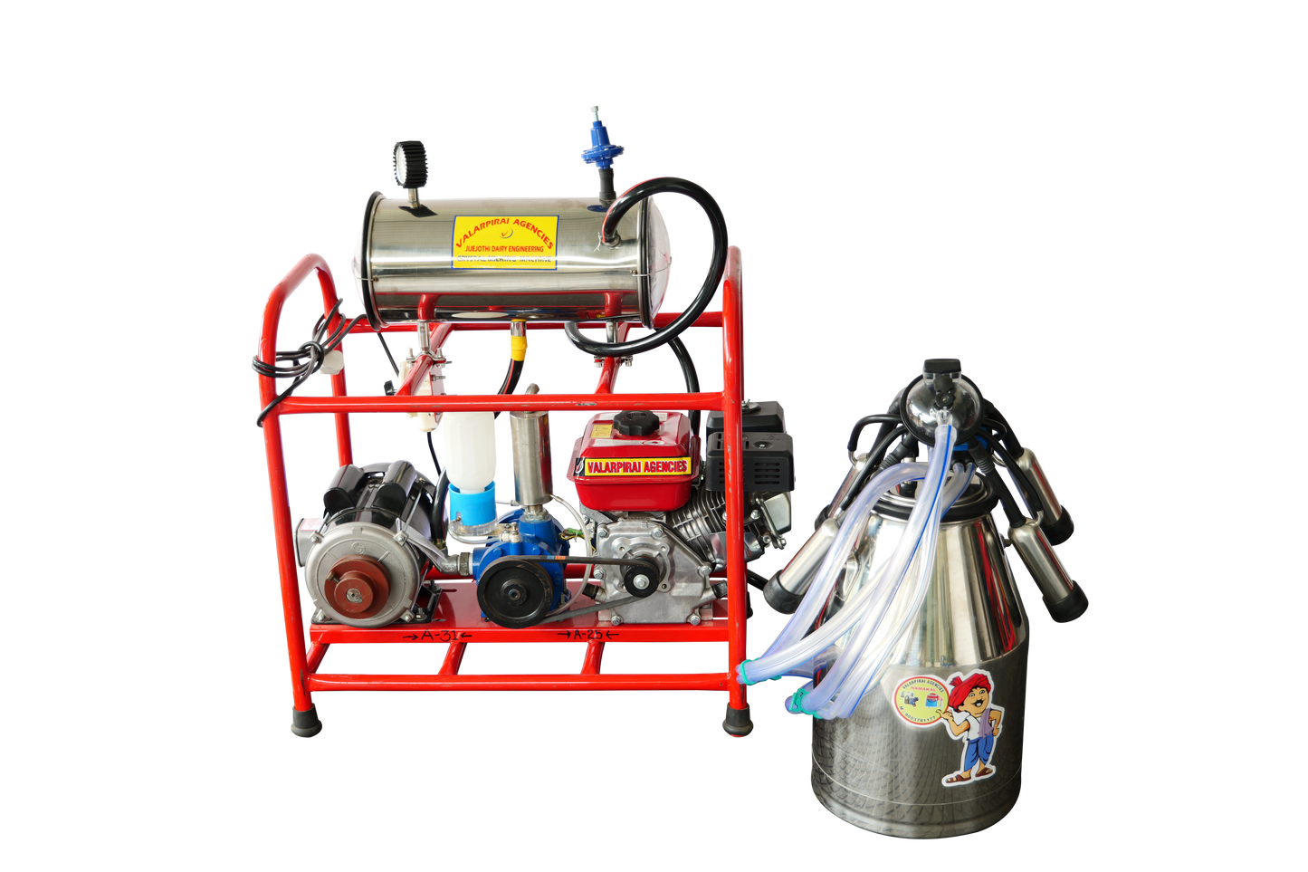 PIPELINE  FOUR CAN  MILKING MACHINE(SINGLE CAN)